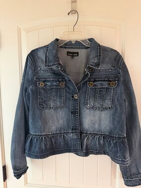 Mac and Me Faded Blue Denim Peplum Jacket